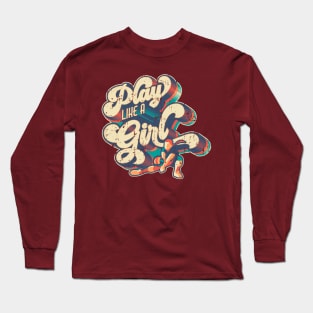 Play like a Girl | Retro Volleyball Design Long Sleeve T-Shirt